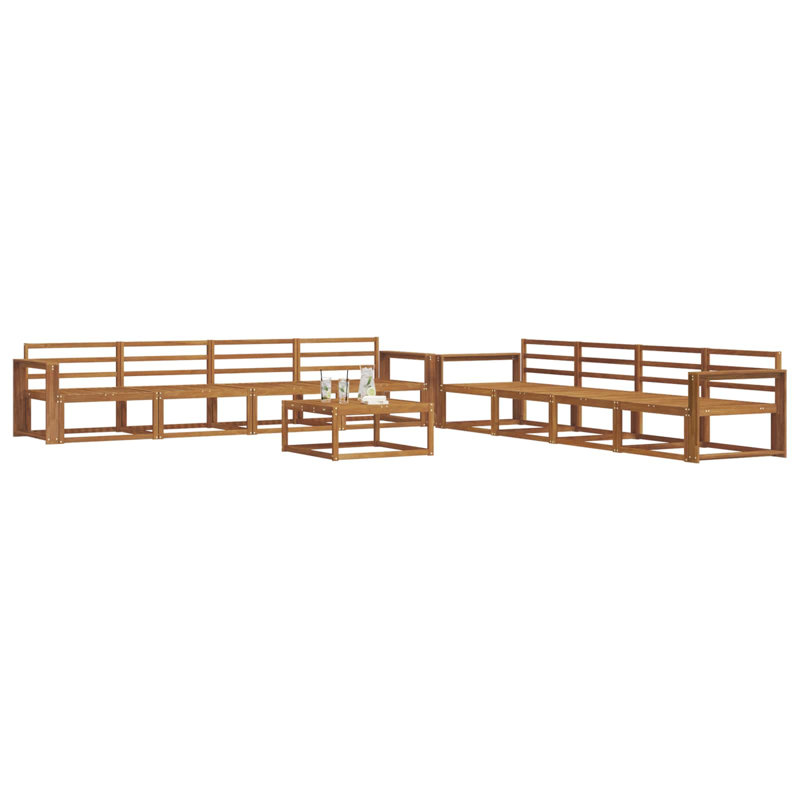 337 cm W Solid Wood Patio Corner Sofa Set