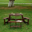 Table de salle à manger en bois rustique en métal, 6 places, table ronde avec trou pour parasol