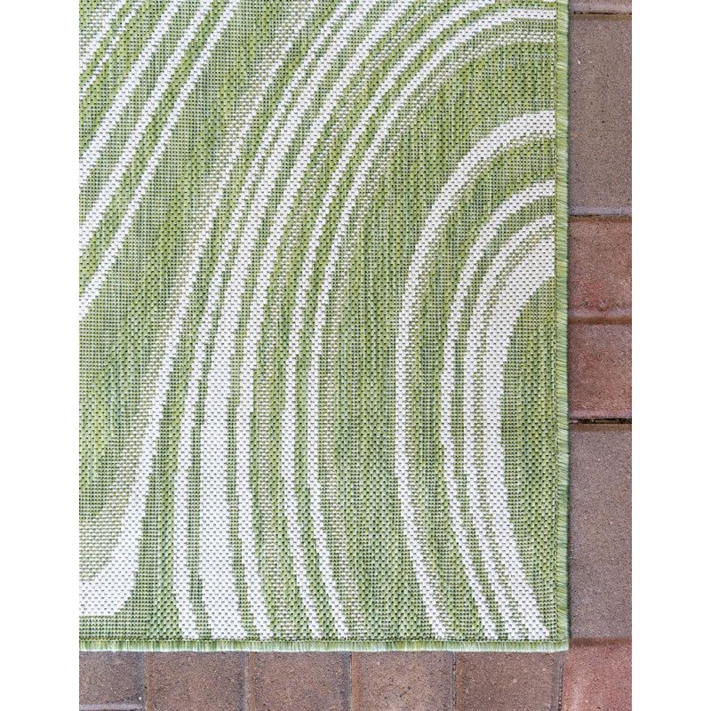 Outdoor Iris Area Rug Fern Color, Rectangle 8' x 11'4"