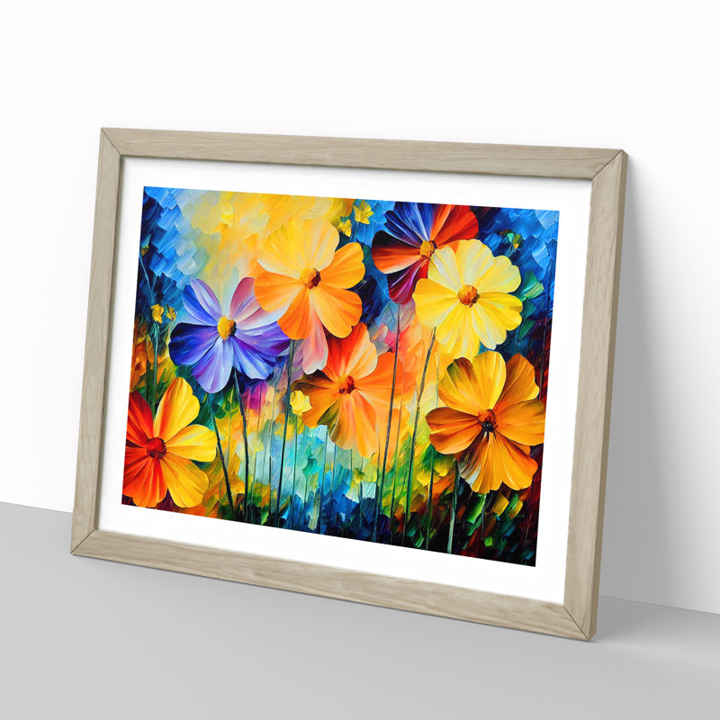 XH1022-6707X Painted Wildflowers Vol.1 Abstract - Single Picture Frame Print, 25cm H x 34cm W x 2cm D, Oak