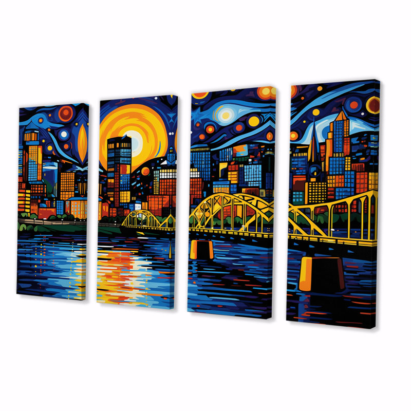 Shurtz - Pittsburgh Wall Art Living Room - 4 panneaux