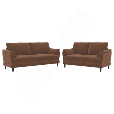 2-Piece Upholstered Crescent Arm Sofa Set
