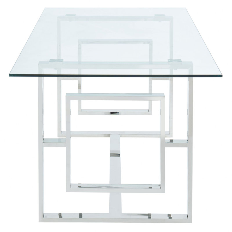 Table de salle à manger rectangulaire Dennis en argent, Argent argent