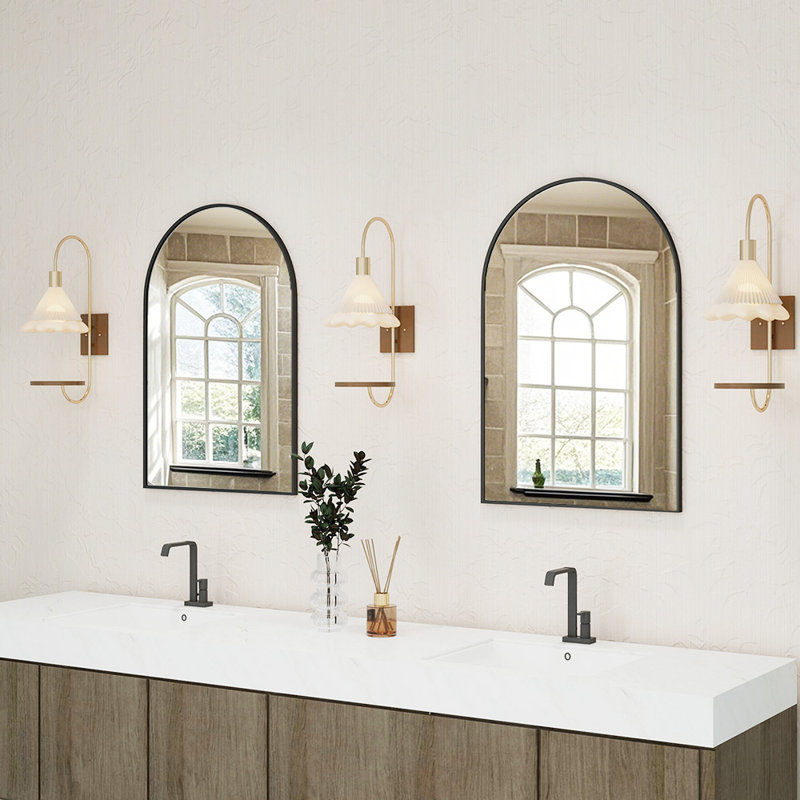 Aluminium Framed Arch Wall Mirror, Black