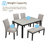 6-Piece Dining Table Set With Bench, Solid Wood Kitchen Table With Concrete-Effect Melamine Tabletop And 4 Upholstered Chairs For Dining Room, Kitchen, Restaurant, Grey & Black