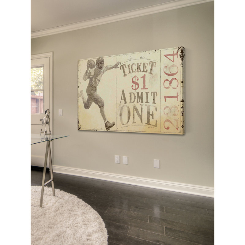 Quarterback Pass Alternative Version 1 by Maurice Bower Painting Print on Wrapped Canvas, 16" H x 24" W x 1.5" D