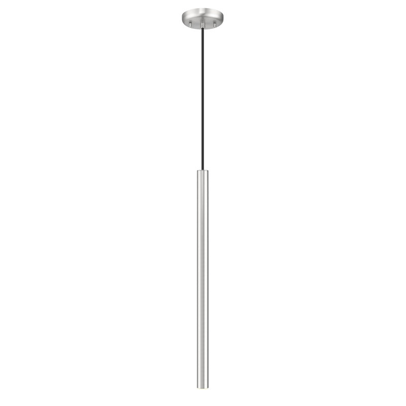 Luminaire suspendu 1 lumière Normani, Nickel brossé, H 23,75 po x l 4,75 po