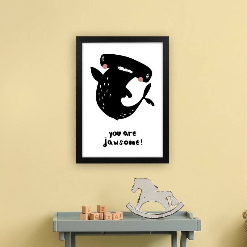 Shark by Miniofmine - Print, Brown Framed, 46cm H x 34cm W x 3cm D