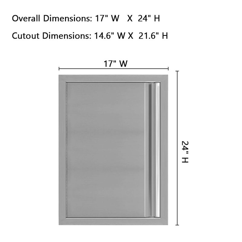 Porte d'armoire à simple canal en acier inoxydable 17 po x 24 po