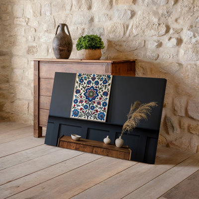 Canvas A Beautifully Decorated Wall Featuring A Vibrant Turkish Floral Pattern Wall Art Artwork Predominantly Showcasing Intricate Canvas Wall Art
