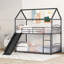 Metal Bunk Bed With Slide,Kids House Bed
