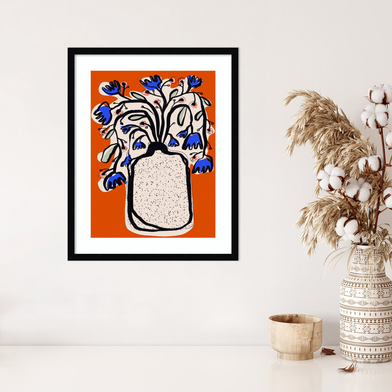 «Galya Lovely Flower Bouquet (orange Version)» par Treechild, impression sur bois encadrée, Noir, H 25 po x l 20 po