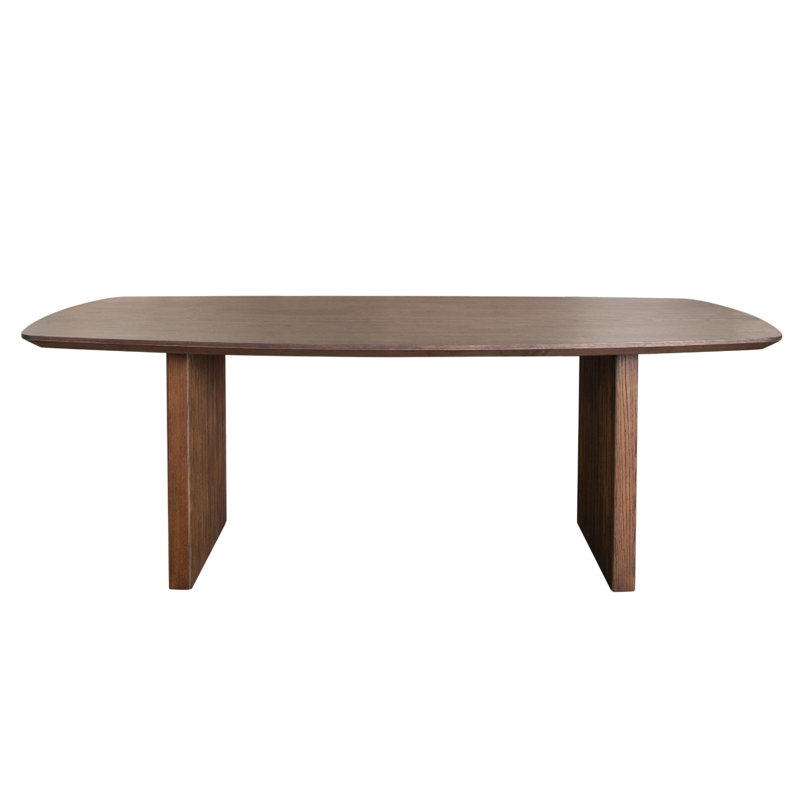 Sezy Dining Table, 87 Inch Rectangular Oak Brown Top, Fluted Base