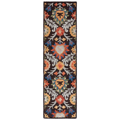Soojin Wool Cotton Performance Floral Rug in Brown/Orange