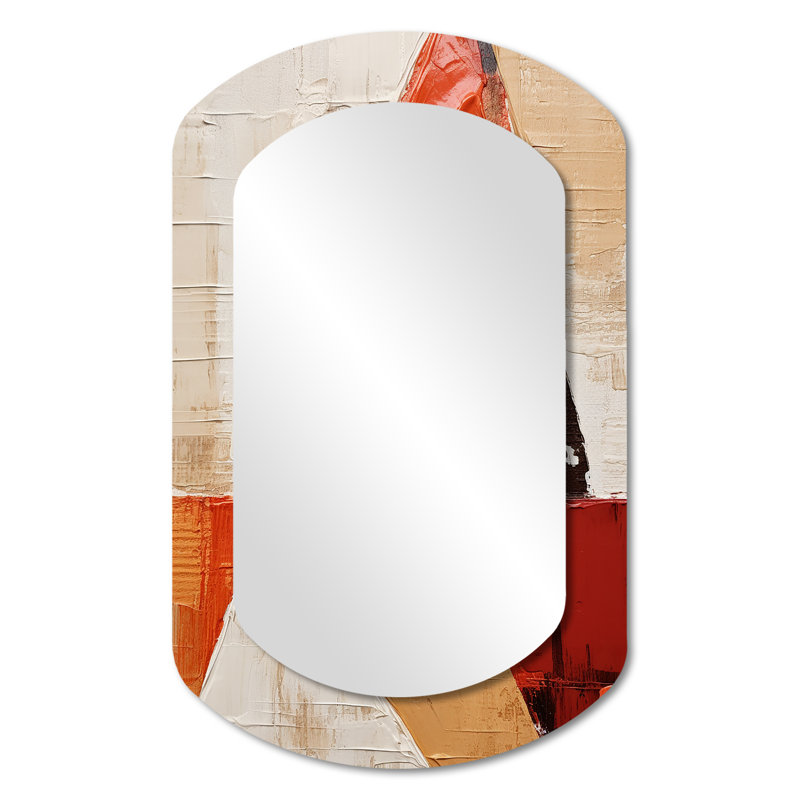 Motions triangulaires - Collages abstraits de formes asymétriques - Grand miroir mural moderne, 31 po x 19 po
