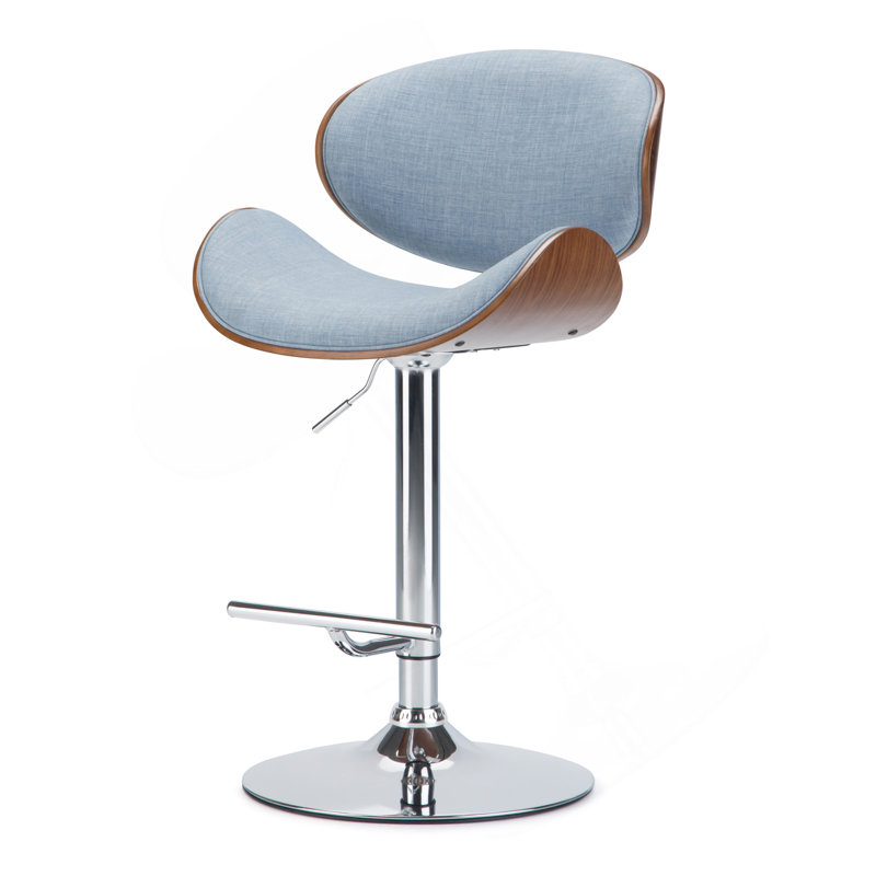 Marana - Tabouret de bar pivotant en bois cintré - Bleu denim, Bleu denim