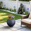 Grand pot à fleurs rond en béton bleu marine 19,5 po avec intérieur amélioré et trous de drainage pour l'intérieur et l'extérieur-781112001-781112012