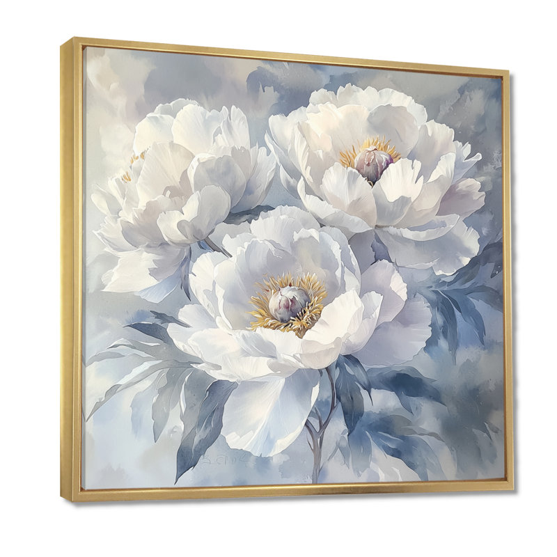 Lentz - Floral Wall Art, Floater Framed Print, 16" H x 16" W, Gold