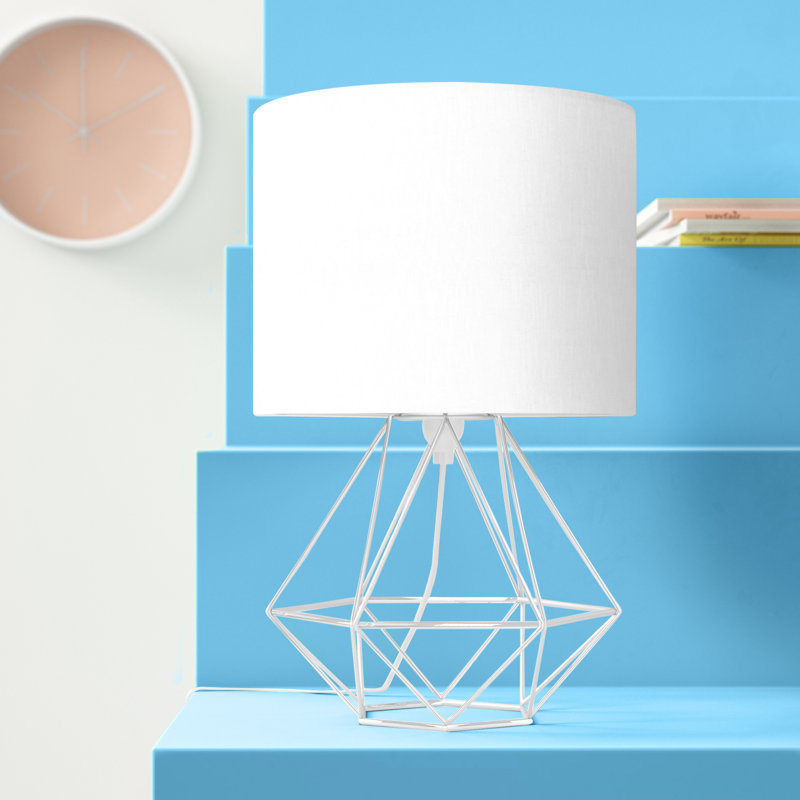 Bartelt Metal Table Lamp, Brushed Chrome Base/White Shade, Yes, G