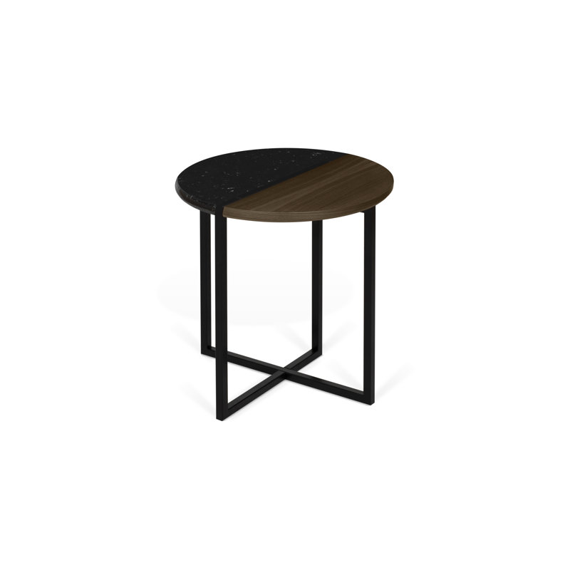 Shirish Cross Legs End Table, Walnut Veneer/Black