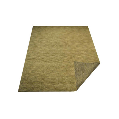 Tapis écologiques tissés à la main en laine tissée à la main - Rectangle, couleur olive, conception unie, tapis épais antidérapants faits à la main pour le salon, la chambre à coucher