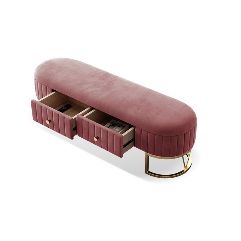 Banc avec revêtement, H 16,93 po x l 47,24 po x P 17,72 po, Rose