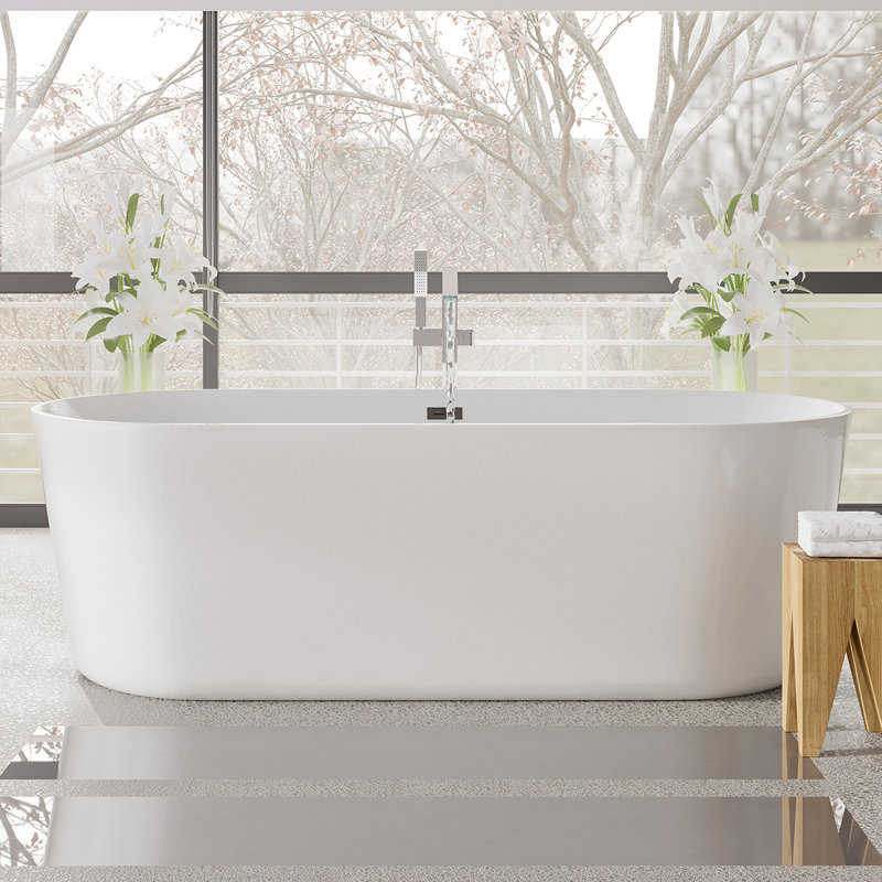 Baignoire autoportante en acrylique brillant blanc 59 po Eviva Chloe