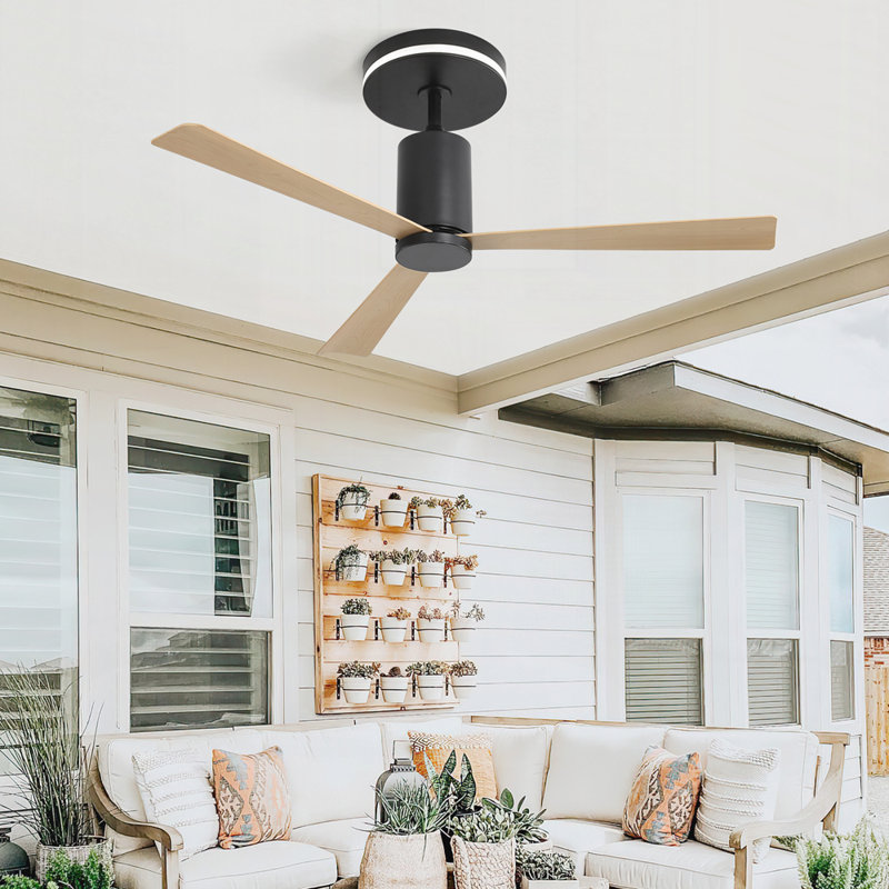 Ventilateur de plafond encastré moderne de 52 pouces avec lumière DEL et télécommande, 3 pales en ABS