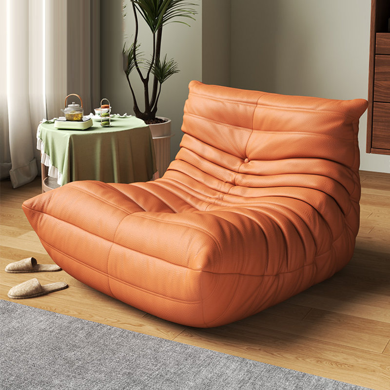 Canapé rétro paresseux chenille, Similicuir orange