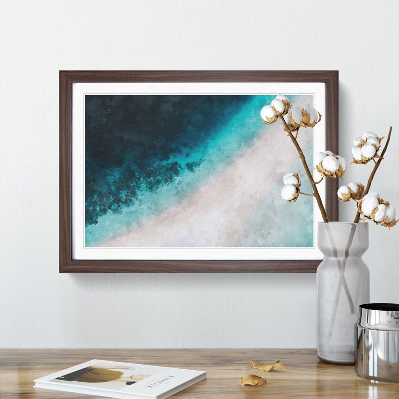 Cocoa Island Beach - Picture Frame Painting Print, 62cm H x 87cm W x 2cm D, Walnut Framed