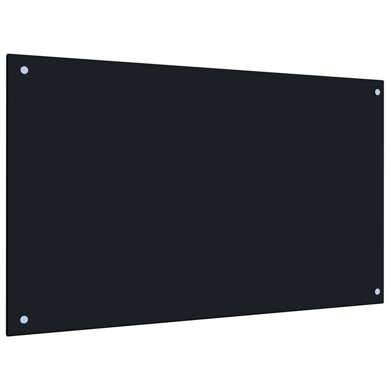 Howland 60cm W x 100cm L Glass Peel and Stick Field Tile, Black