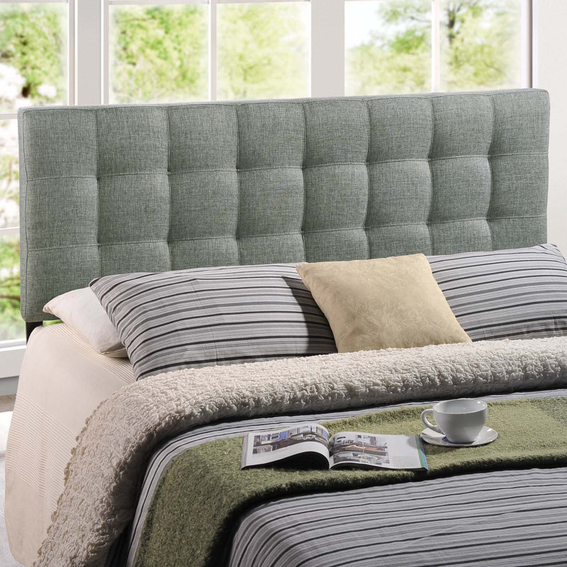 Lily Upholstered Fabric Headboard, Gray, Queen