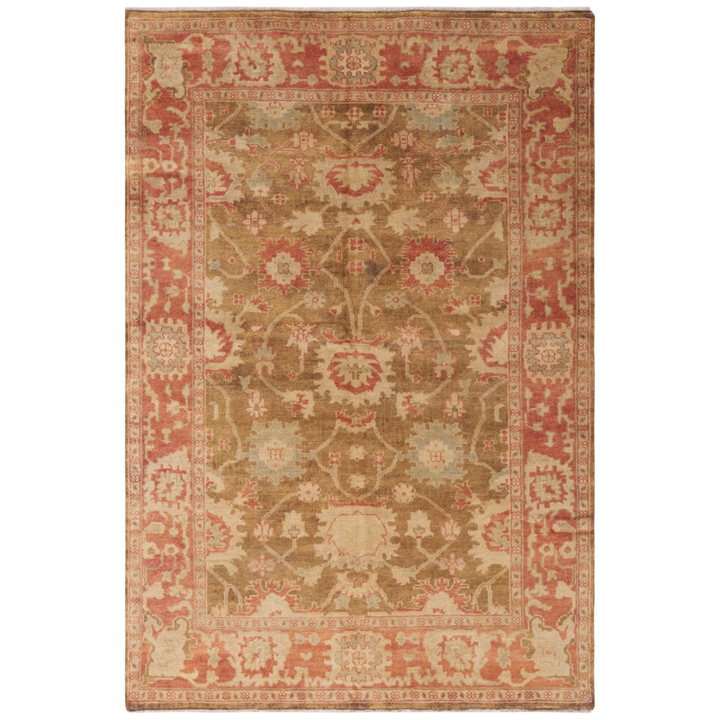 Oushak Oriental Hand Knotted Wool Brown Area Rug, Rectangle 8' x 10'