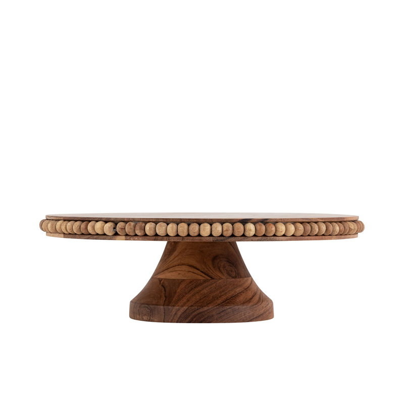 Assiette à gâteau à pieds en bois d'acacia