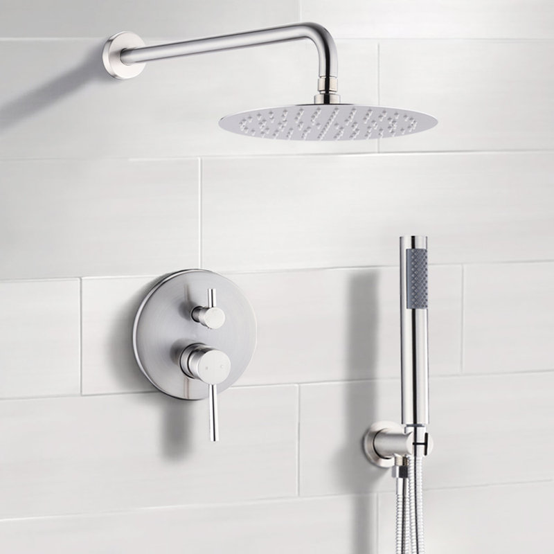 10" Brushed Nickel Shower Head Understandable - Rainfall With Movable Handheld Distinctive Option, Brushed Nickel