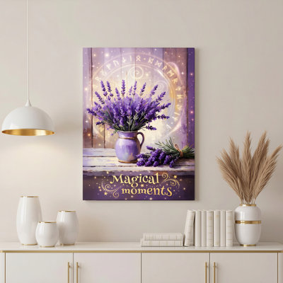 Lavande avec bouquet de symboles magiques, reproduction d'art sur toile tendue sur toile, ensemble de 1