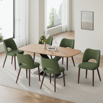 Modern Upholstered Dining Chair with Solid Wood Legs