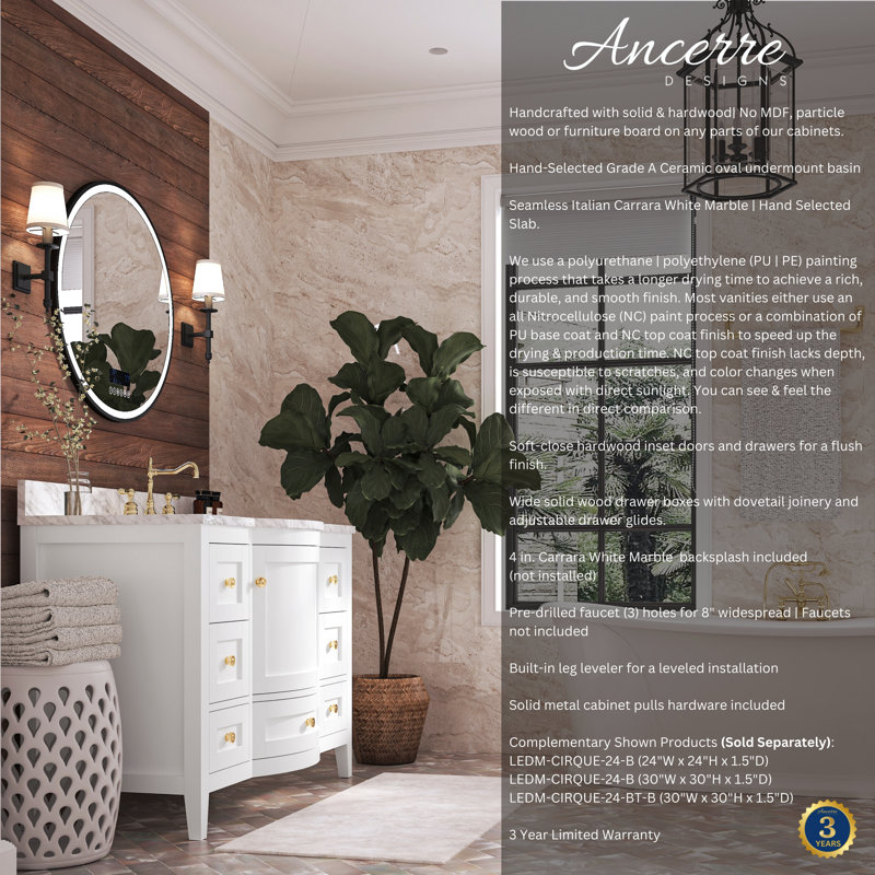 Lauren 48'' W Single Vanity, Gold, White