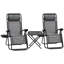 Ensemble de chaise à gravité zéro Outsunny avec table d'appoint, chaise inclinable pliante avec porte-gobelets et coussins, chaise longue réglable pour piscine, jardin, pelouse, plage, gris-1175254016