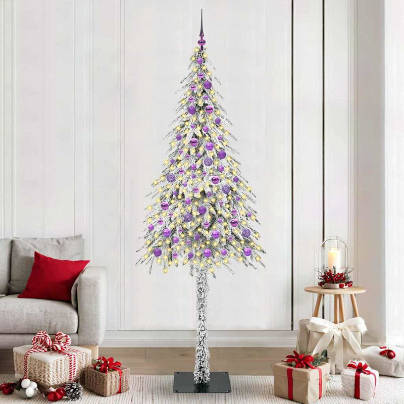Christmas Tree with 150 LEDs PE and Steel, Purple, 6.89' H