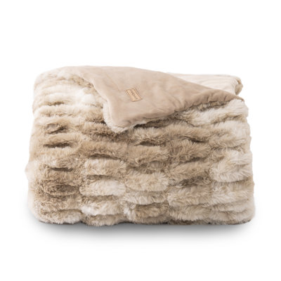 Ruched Faux Fur Throw Blanket