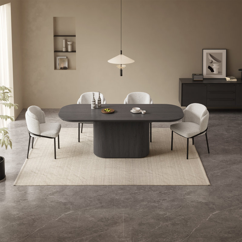 Ensemble de table de salle à manger 86,61 "ovale blanc crème avec 8 chaises pour la cuisine, le bar et le salon, Crème, crème