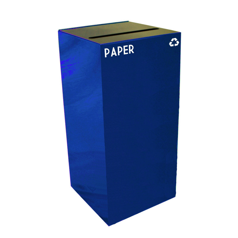 Poubelle de recyclage Geocube 24 gallons, Fente à papier, 32 gallons, Bleu