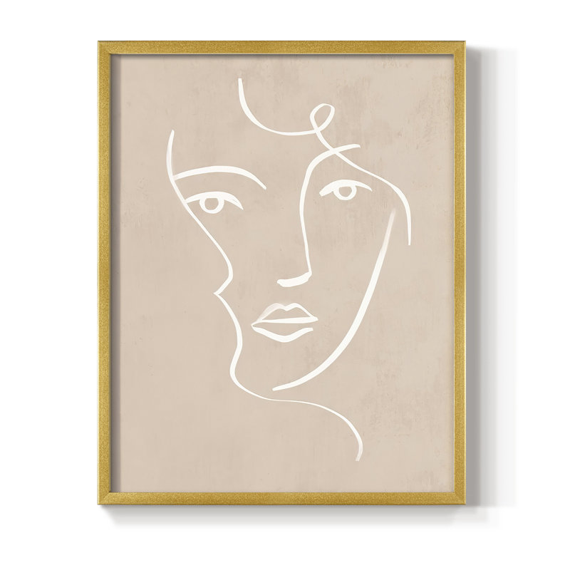 Curly Face I Framed Print - Solid Wood, 14" H x 11" W
