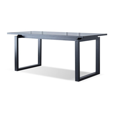 Black Rectangular Solid Wood Dining Table
