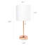 Lampe de bureau moderne avec prise de charge USB, abat-jour en tissu réglable et base rose doré pour bureau à domicile ou dortoir