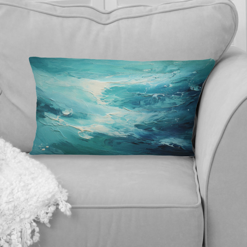 Coussin Teal Oasis I - Abstract Landscape
