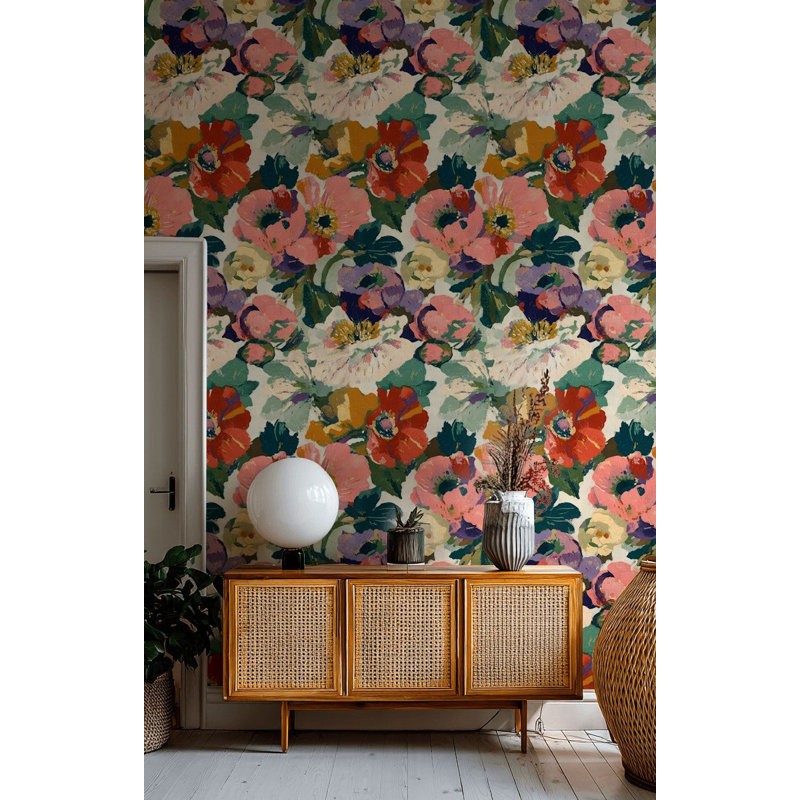 Papier peint floral rétro
