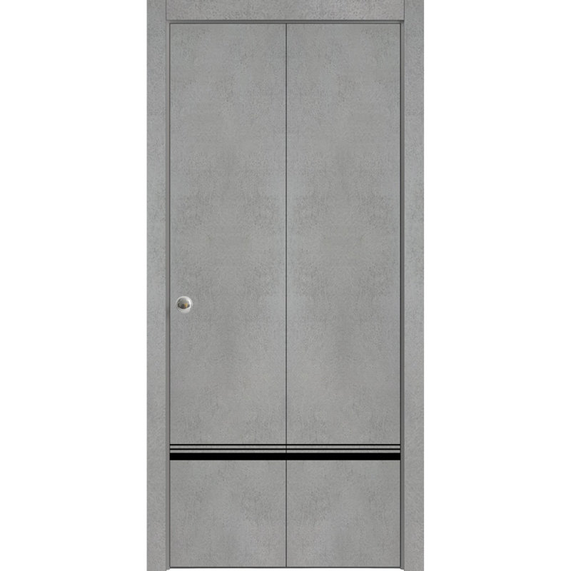 Porte pliante en bois massif massif, 56 po x 96 po, Béton