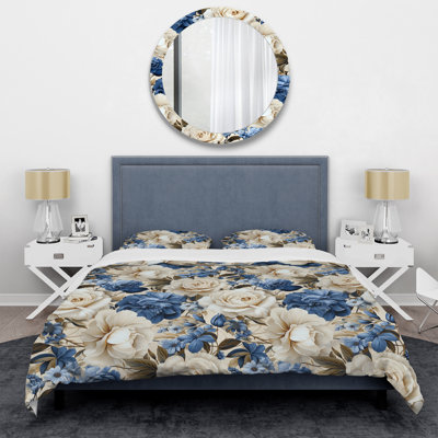 Ensemble de housse de couette Blue Renaissance Roses Victorian